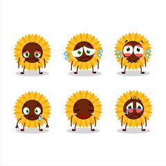 Wall Mural - Sunflower cartoon in character with sad expression