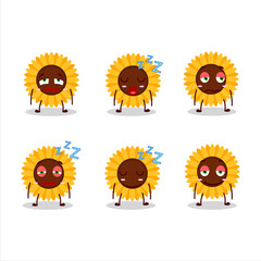 Poster - Cartoon character of sunflower with sleepy expression