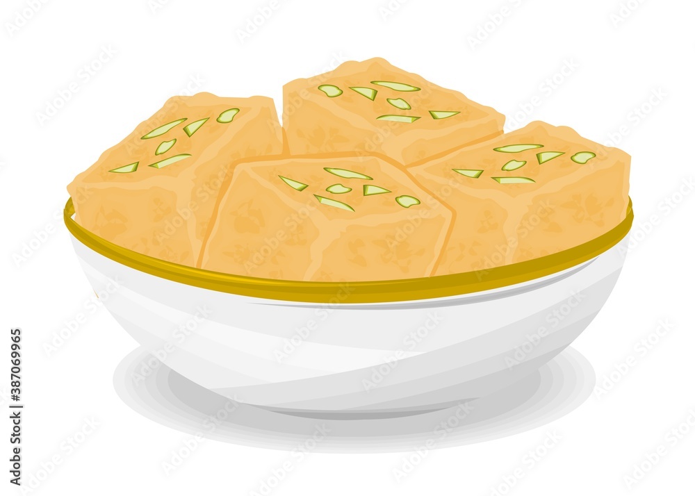 Barfi indian Sweet Dish Food Vector Stock Vector | Adobe Stock