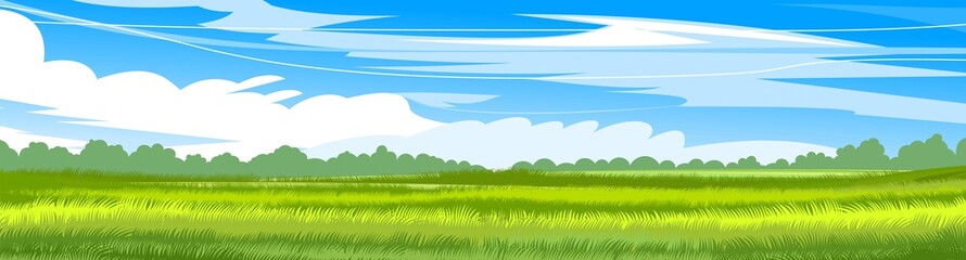 Wall Mural - rural hills. scenery. vector. pasture grass for cows and a place for a vegetable garden and farm. me