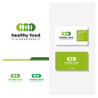Healthy food logo design and business card vector