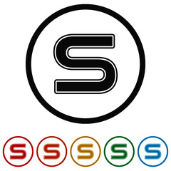 Poster - Letter S Logo Design ring icon, color set