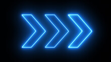 Blue Neon Arrows On A Black Background