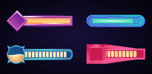 Wall Mural - game ui health progress bar for 2d games vector illustration