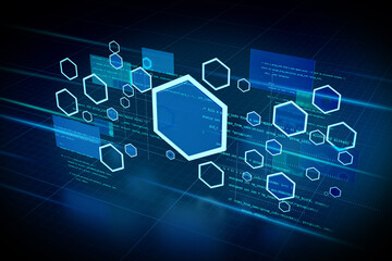 Poster - Hexagons abstract background illustration - 3d rendering