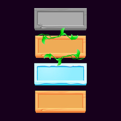 Wall Mural - set of game ui wood, stone, and ice button for gui asset elements vector illustration