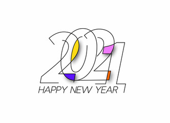 Happy New Year 2021 Text Typography Design Patter, Vector illustration.