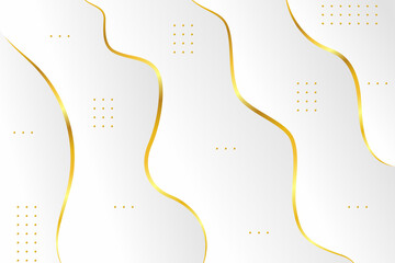 Poster - white grey gradient background with wave liquid style. gold line as element design and circle pattern. abstract modern luxury wallpaper backdrop