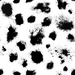 Canvas Print - seamless pattern of black spots with splashes isolated on white background