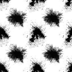Poster - seamless pattern of black spots with splashes isolated on white background