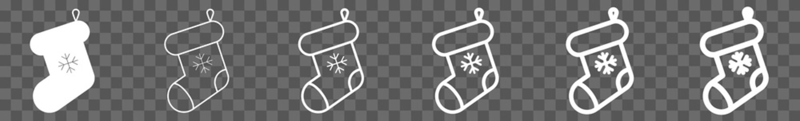 Wall Mural - christmas stocking icon set white | x-mas stockings vector illustration set | xmas stocking icons is