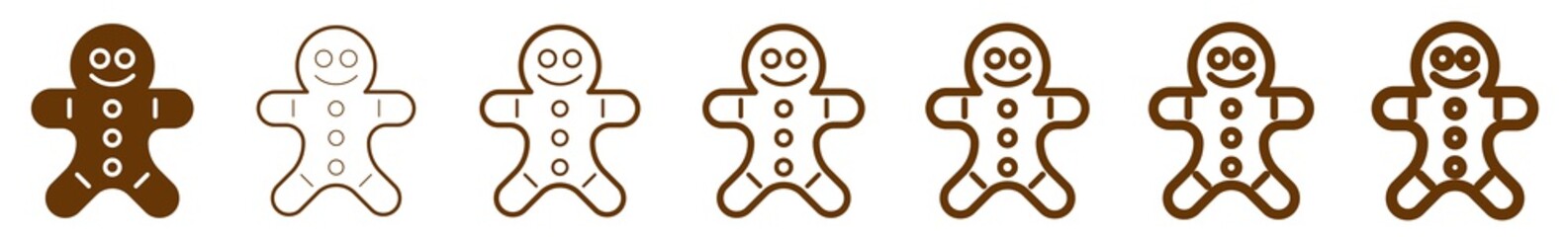 Wall Mural - gingerbread man icon set brown | gingerbread men vector illustration set | christmas icons | x-mas i