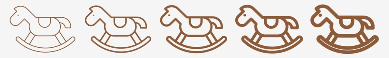 Wall Mural - rocking horse icon set brown | rocking horse vector illustration set | wooden rocking horse icons is
