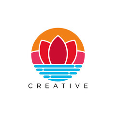 Wall Mural - lotus logo design vector icon