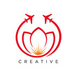 travel lotus logo design vector icon