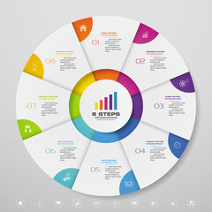 Leinwandbilder - 8 steps cycle chart infographics elements for data presentation. EPS 10.	