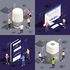 Canvas Print - Voice Assistant Isometric Concept 