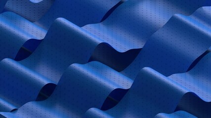 Poster - 3d render of abstract waves with texture. Minimalistic style. Soft lighting. Loopable sequence. Blue color.
