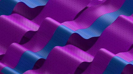 Poster - 3d render of abstract waves with texture. Minimalistic style. Soft lighting. Loopable sequence. Blue and purple color.