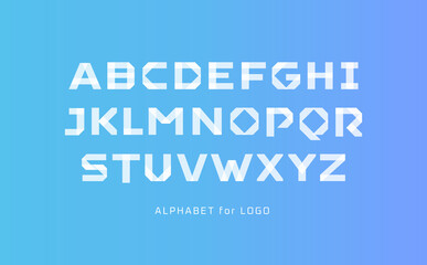 Poster - White paper style alphabet. Scotch tape segment line font, applique type for modern logo, elegant monogram, art typography, modern headline. Stick style letters, vector typography design.