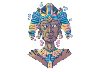 Wall Mural - Ancient Mayan priest. Creative cartoon illustration. Picture for print, advertising, applications and T-shirt print.