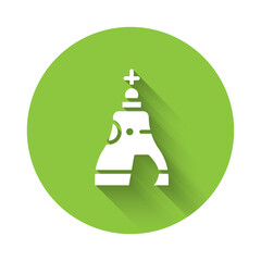 Canvas Print - White The Tsar bell in Moscow monument icon isolated with long shadow. Green circle button. Vector.