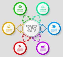 Aufkleber - Business infographic vector template for presentation, industrial concept diagram with 6 options