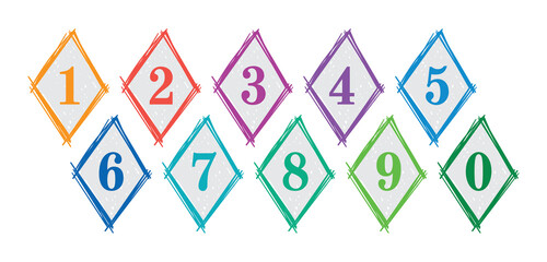 Wall Mural - hand drawn diamond shapes and 0-9 numbers