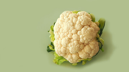 A whole cauliflower stands on the ground,