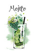 Mojito. Cocktails banner. Watercolor vector cocktails. 