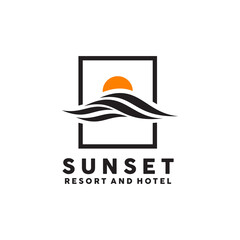 Poster - Sunset view for resort and hotel logo design