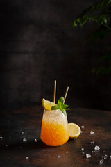 Wall Mural - cocktail with crushed ice, lemon and mint