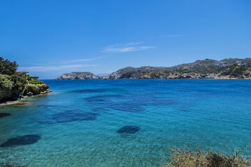 Picturesque views of Beautiful nature of the shore and the bay of Agia Pelagia near Heraklion, Crete, Greece.