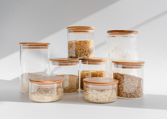 glass jars of grains