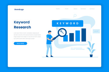 Wall Mural - Keyword research tool landing page. Illustration for websites, landing pages, mobile applications, posters and banners.