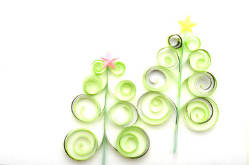 Wall Mural - A green quilling origami chirstmas tree with star