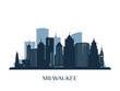 Milwaukee skyline, monochrome silhouette. Vector illustration.