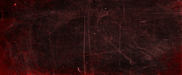 Poster - abstract red background with black grunge borders, triangle shapes in red transparent layers with an