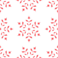 Poster - A seamless pattern with red snowflakes on a white background.