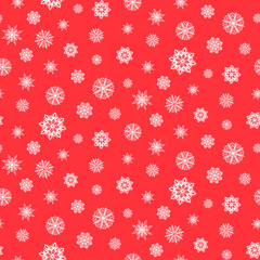 Poster - A seamless pattern with snowflakes on a red background. 