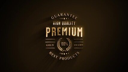 gold awards laurel leaves with gold texture animation/ 4k animation of a golden palm awards with lau