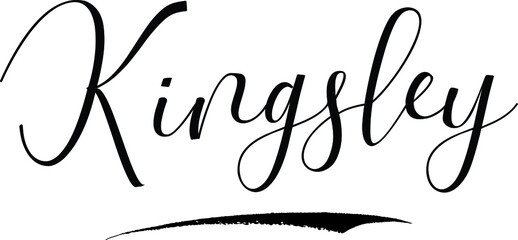 Poster - Kingsley -Male Name Cursive Calligraphy on White Background