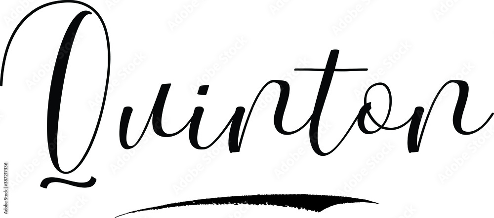 Quinton -Male Name Cursive Calligraphy on White Background Stock Vector ...