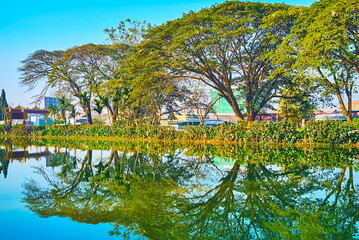 Wall Mural - Walk by Tharzi pond, Nyaungshwe, Myanmar