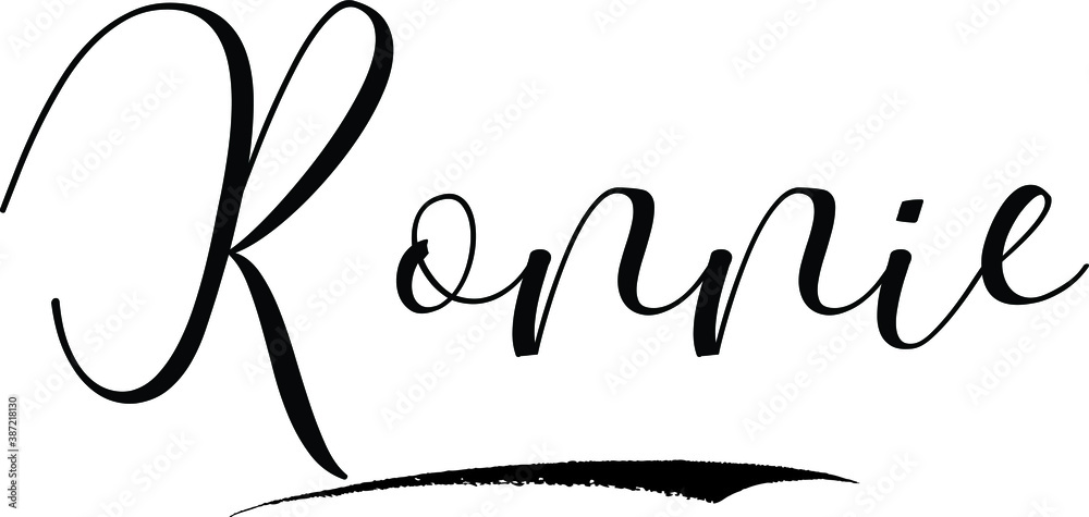Ronnie -Male Name Cursive Calligraphy on White Background Stock Vector ...
