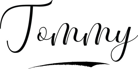 Poster - Tommy -Male Name Cursive Calligraphy on White Background