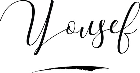 Fototapete - Yousef -Male Name Cursive Calligraphy on White Background