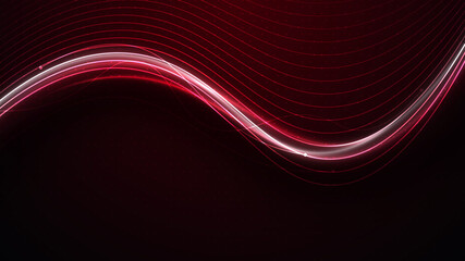 Sticker - A bright red wave with many white stripes. Sports motion poster