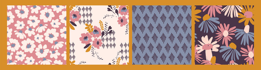 Floral seamless patterns. Vector design for paper, cover, fabric, interior decor and other.