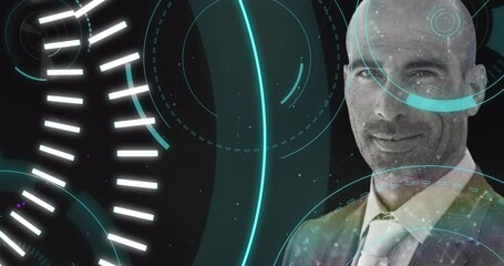 Poster - 5G text over scopes against man smiling